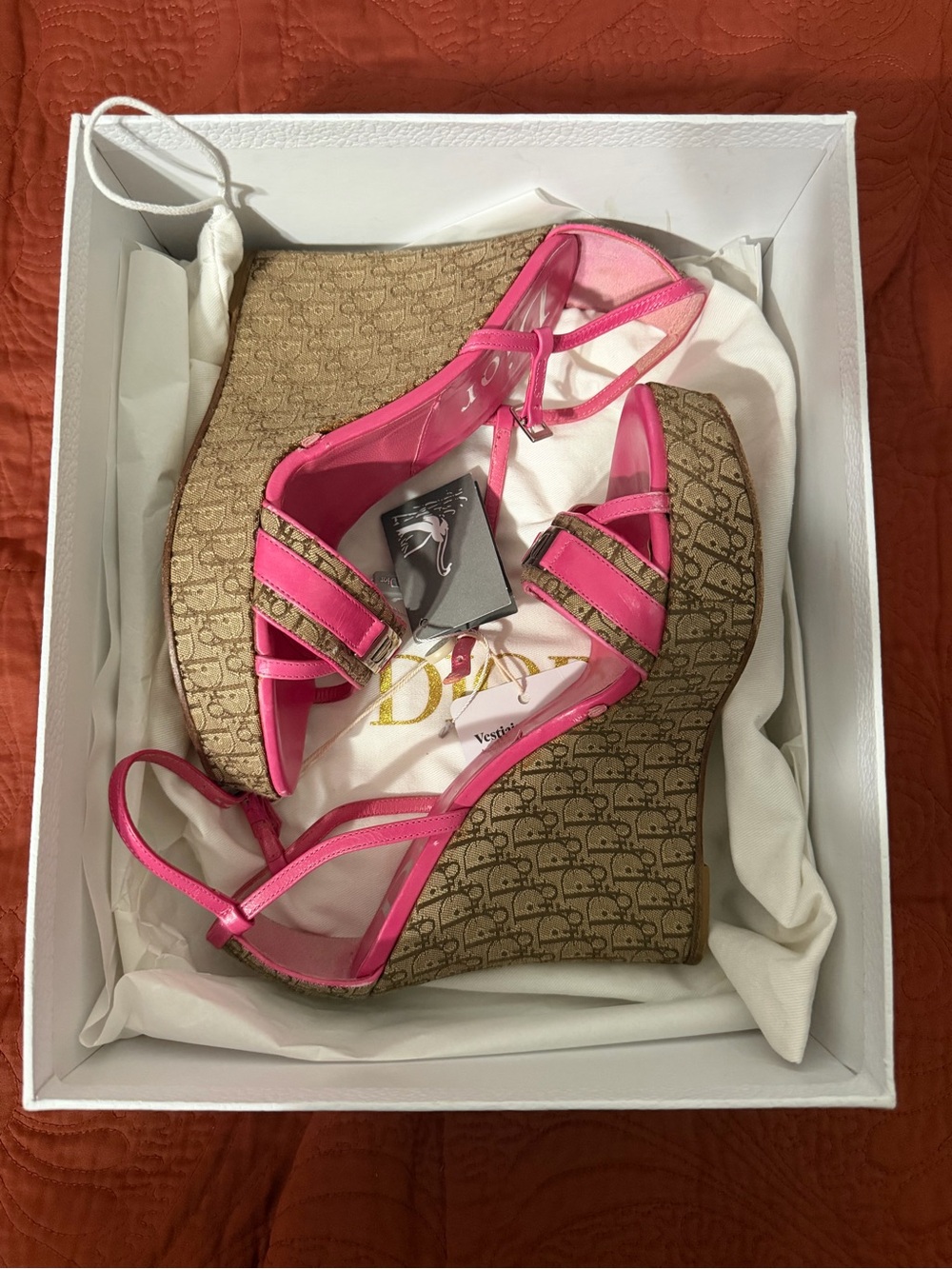 Dior Hot Pink Monogram Wedge Sandals